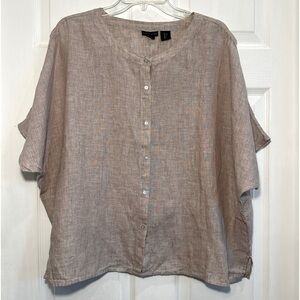 NEW ELIE TAHARI LINEN BUTTON UP TOP